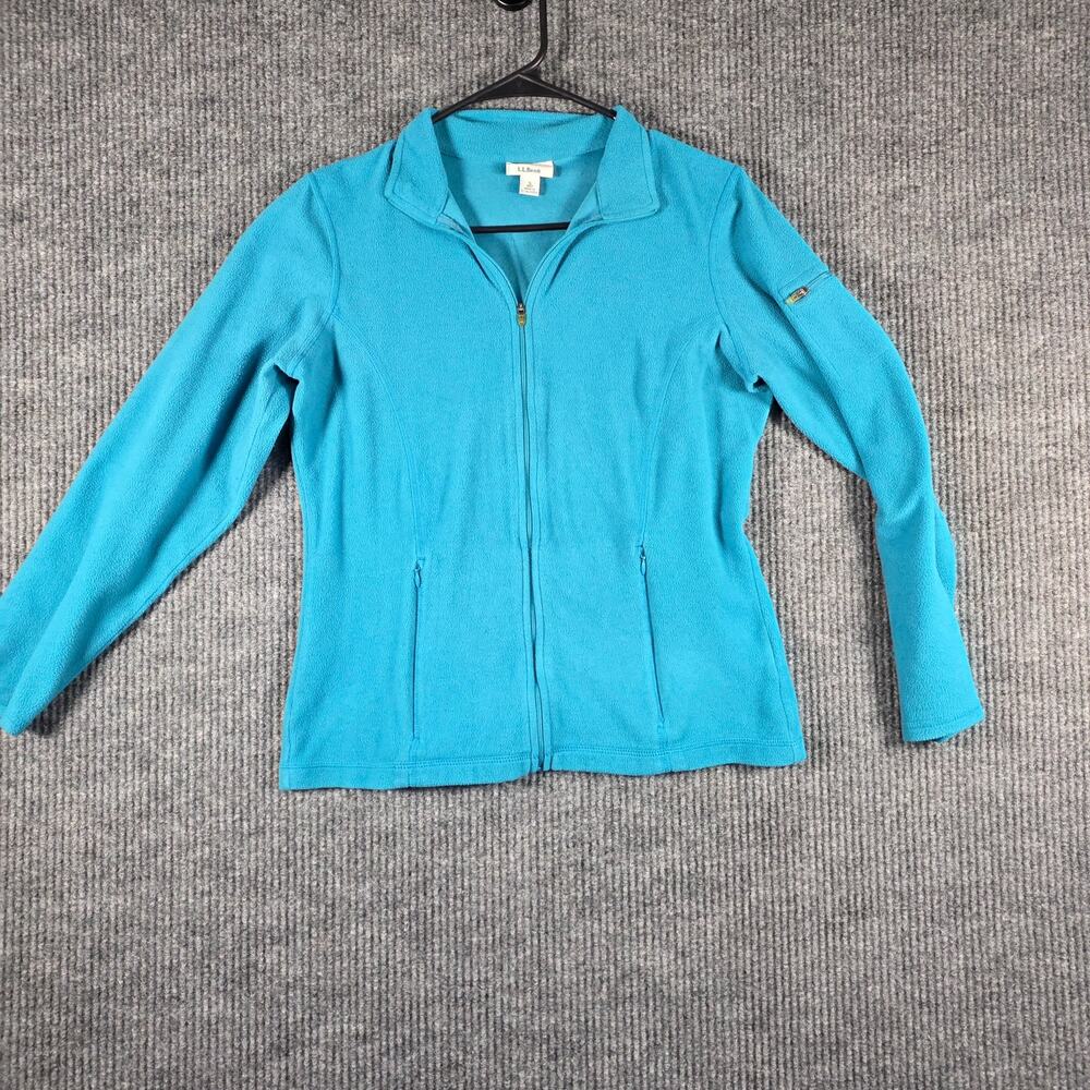 L.L.Bean Teal Full‎ Zip Fleece Jacket Womens Small Outdoor Casual